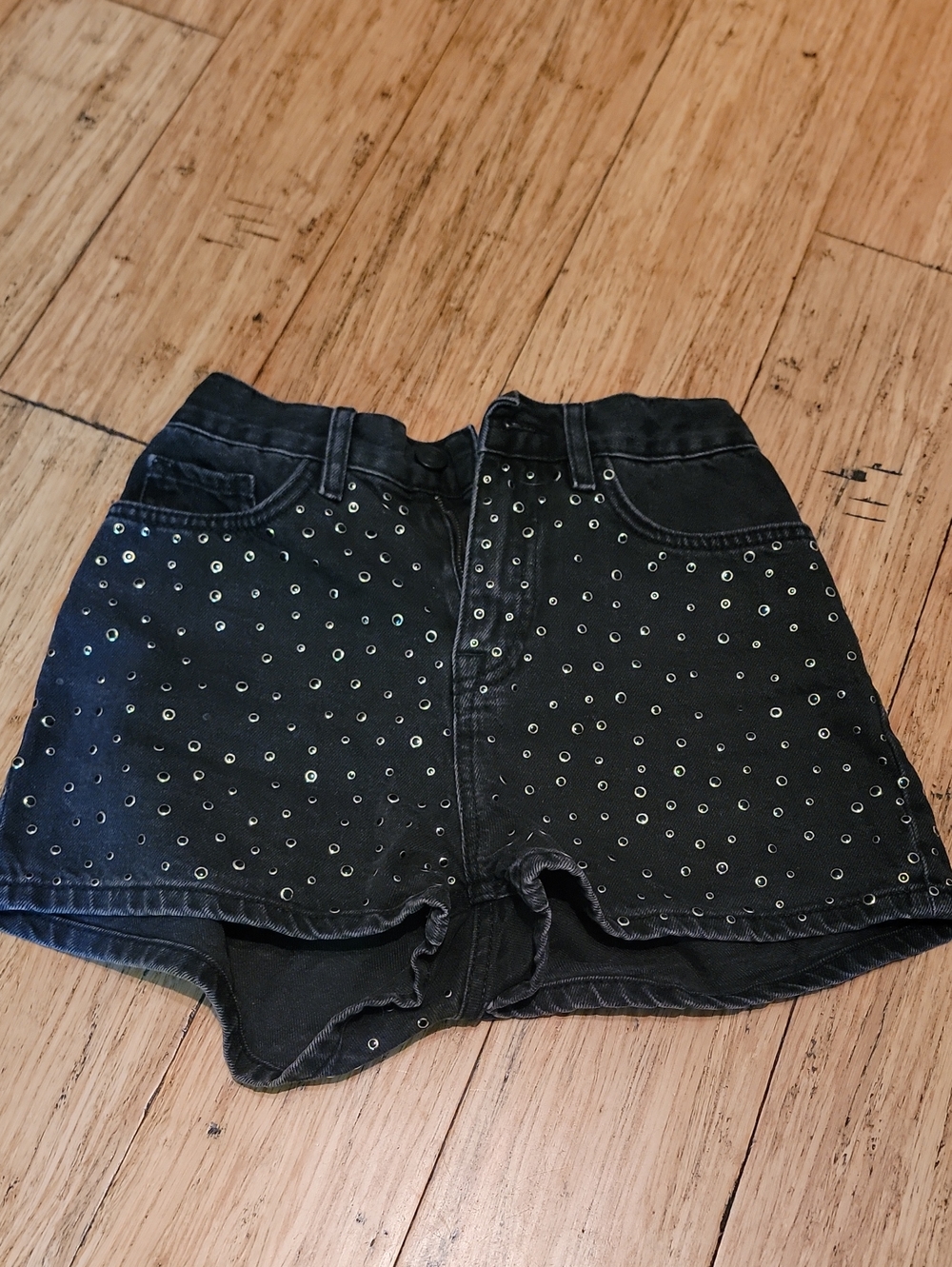 BDG Black Denim Eyelet-Studded High-Rise Shorts